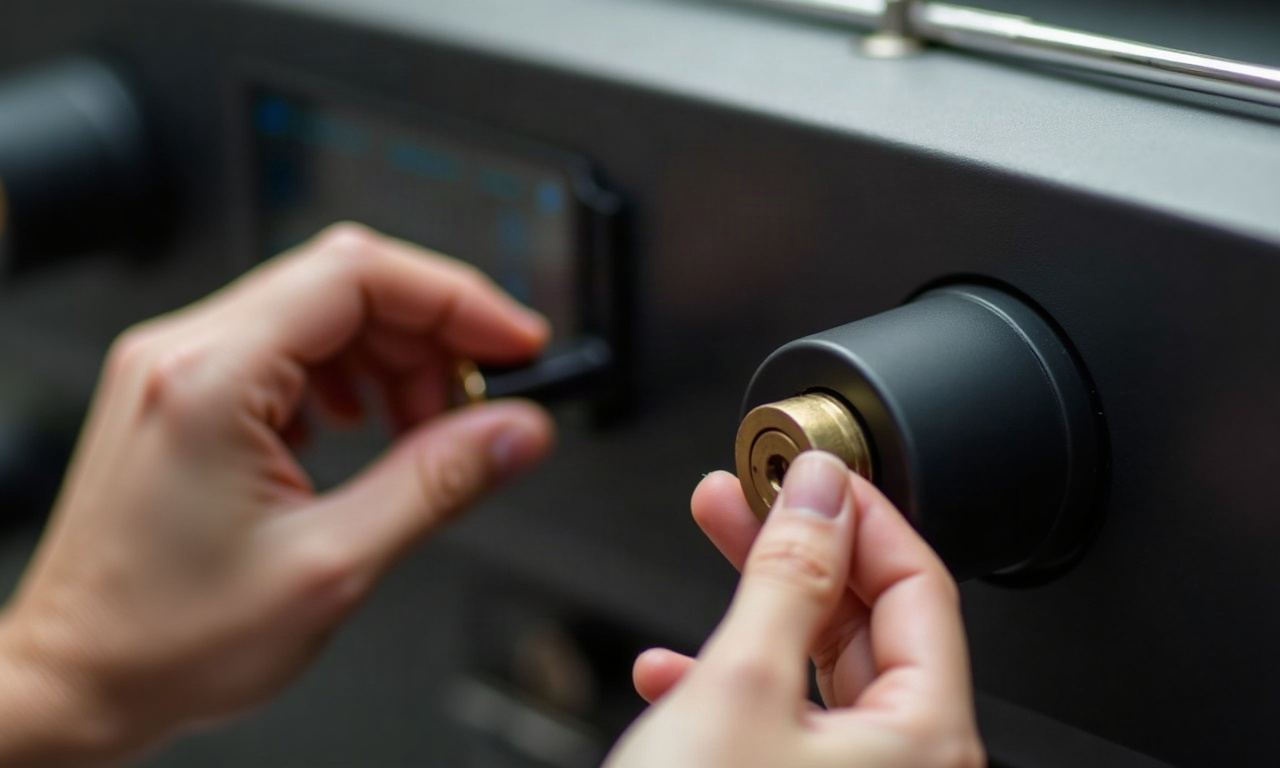 Hands adjusting brass screw on espresso machine PID controller with digital display