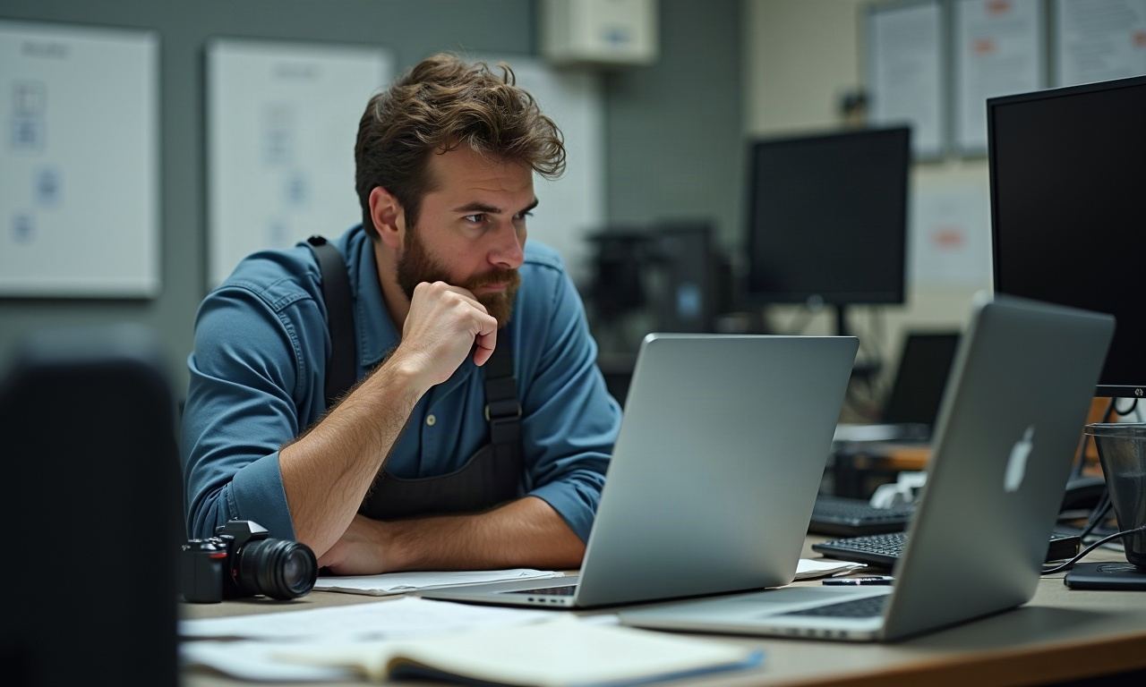 Technician writing on clipboard next to commercial coffee grinder